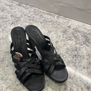 Brighton Black Leather Sandals with heels